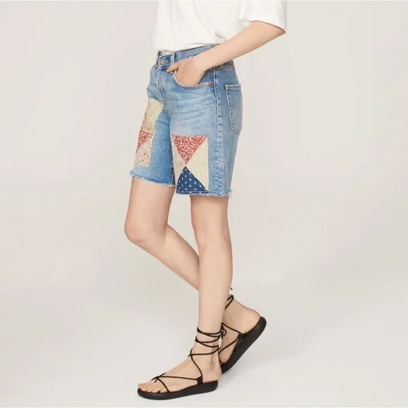 New Levi’s 501 90’s  Patchwork shorts anniversary edition light wash jean - Picture 5 of 14